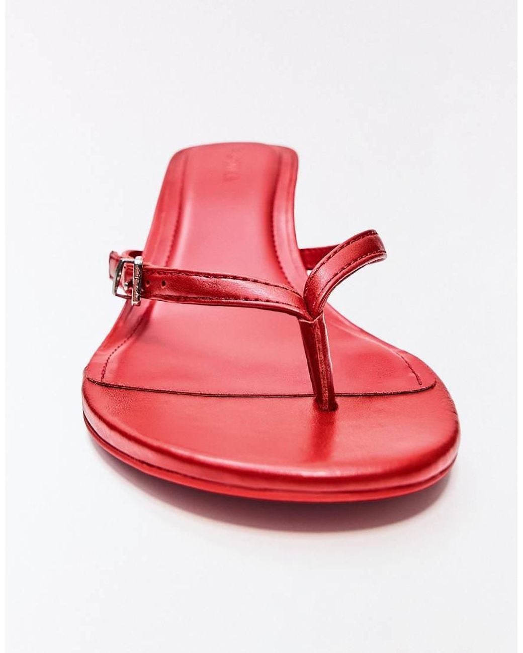 Bershka White Buckle Thong Heeled Sandals