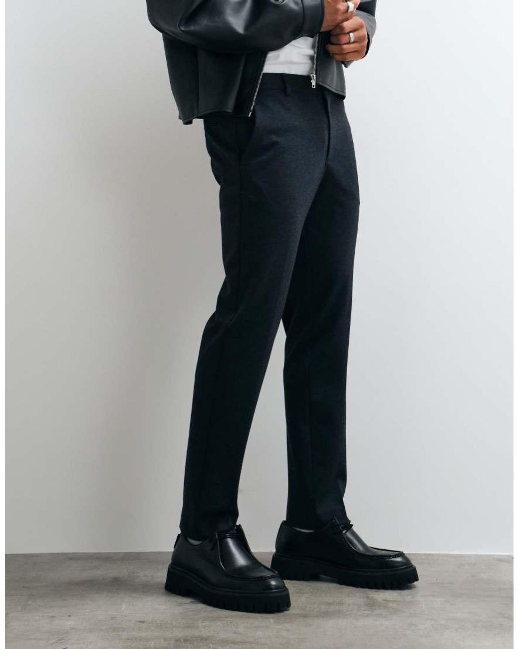 Jack & Jones White Slim Fit Smart Trousers for men
