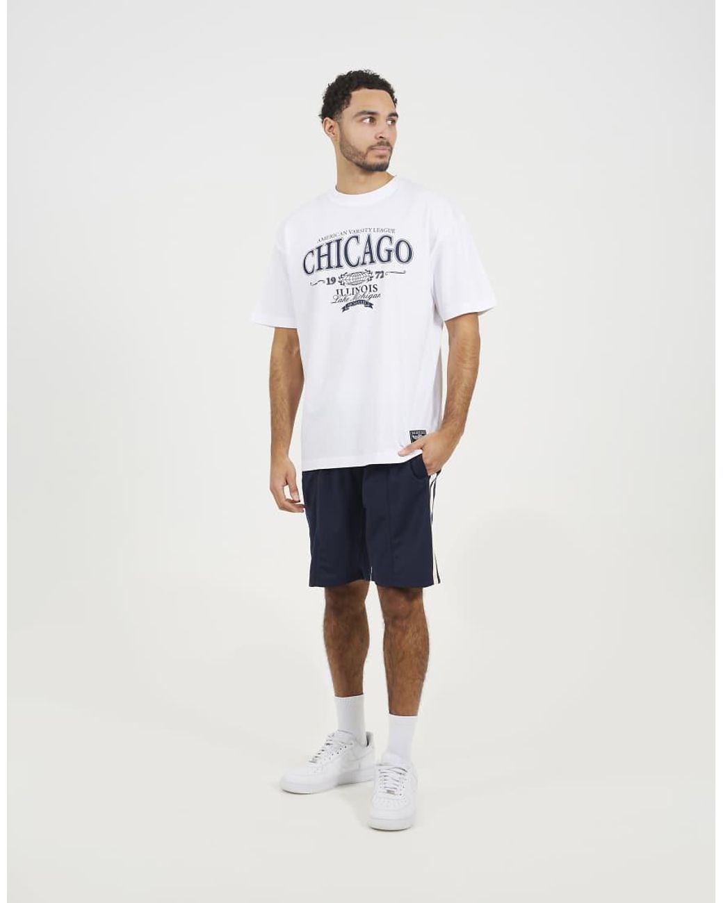 Brave Soul Blue Double Side Stripe Jersey Shorts for men