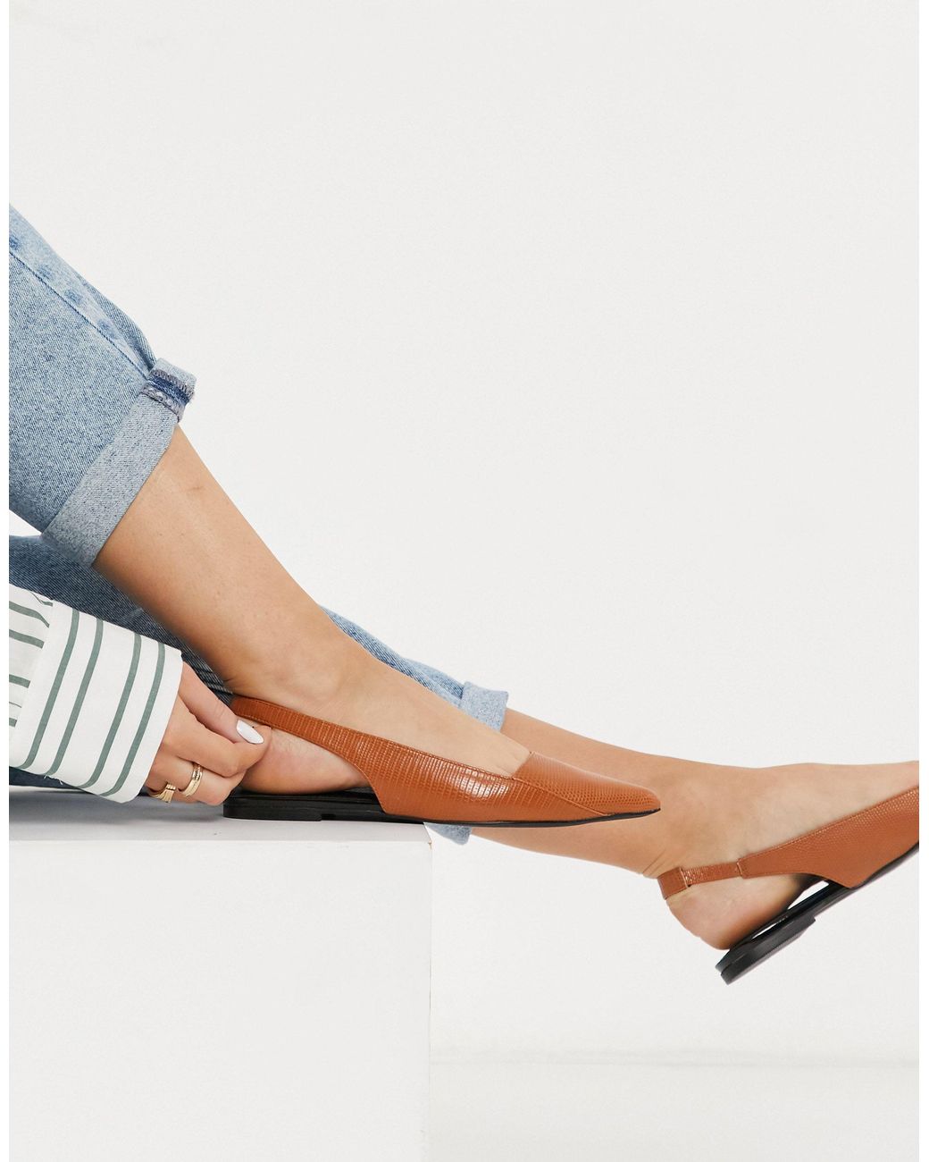 toe cap slingback ballet flats