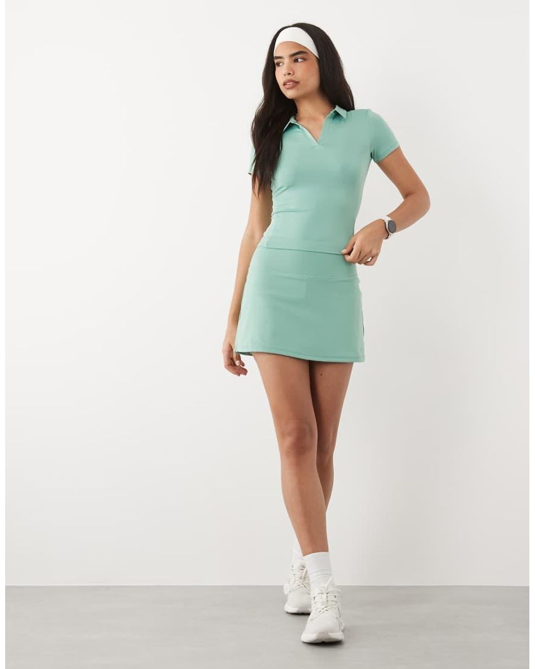 4505 Green Active Short Sleeve Tennis Polo Top