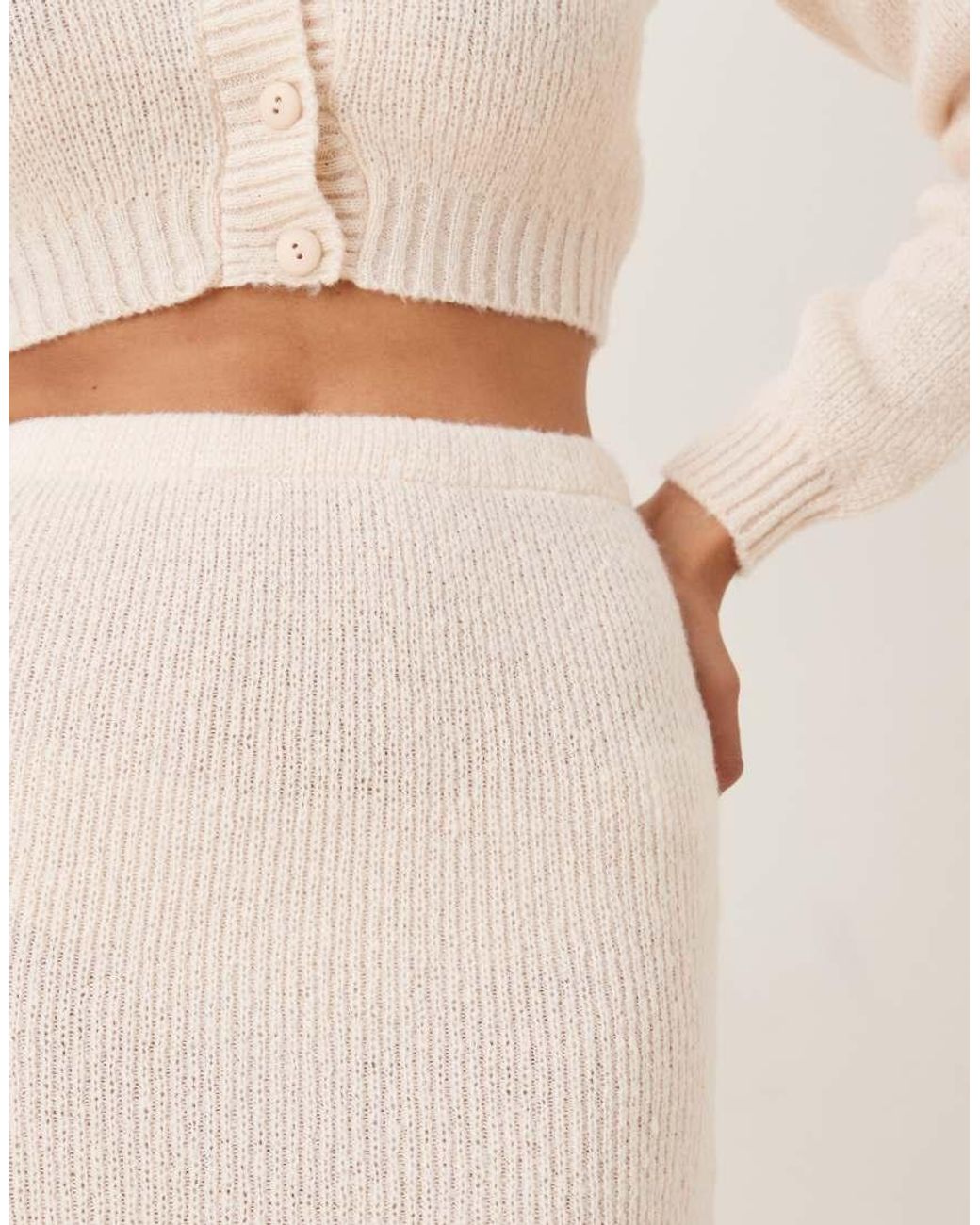 NARRATED Natural Knitted Midi Skirt
