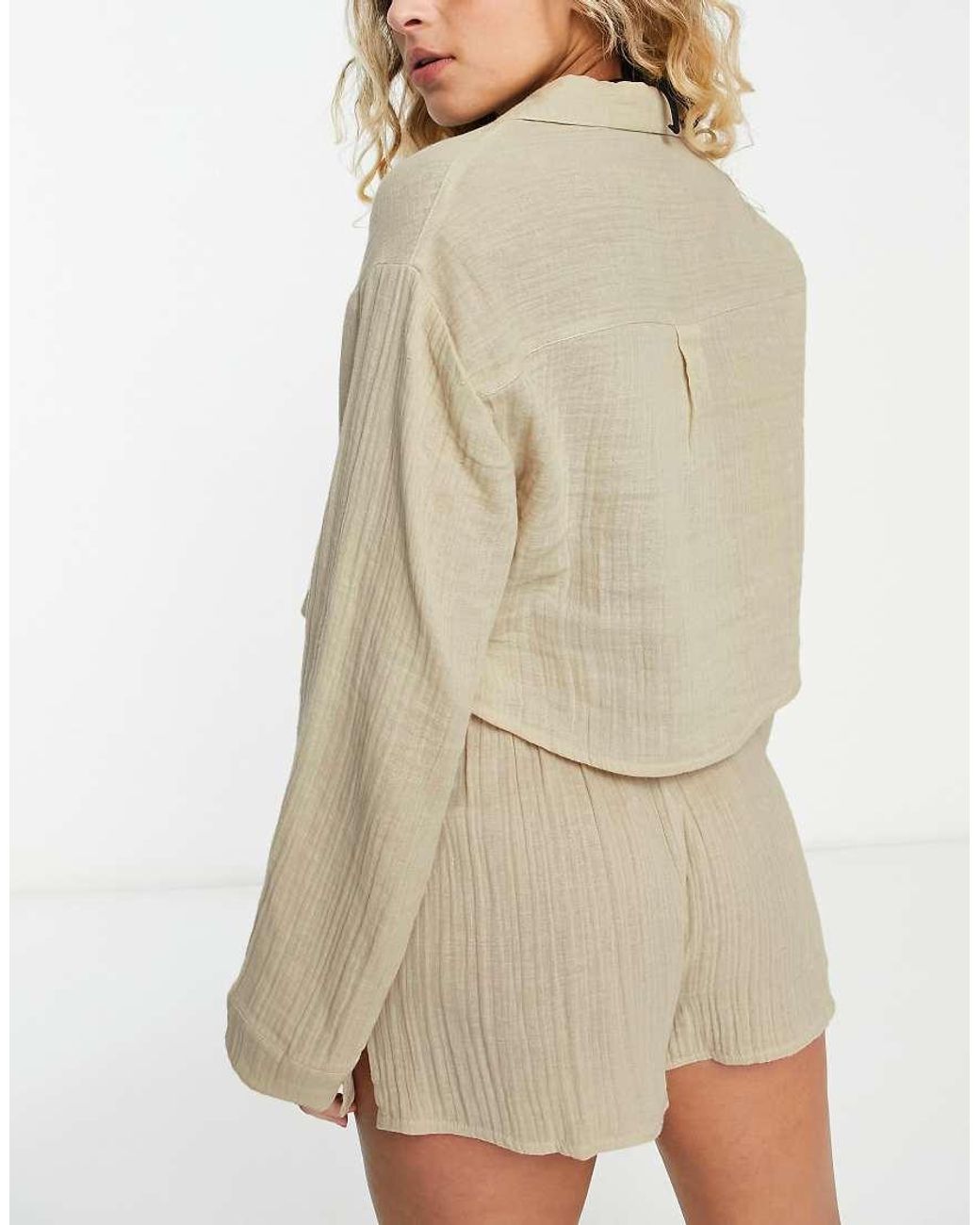 ASOS Natural Pocket Oversized Beach Shirt