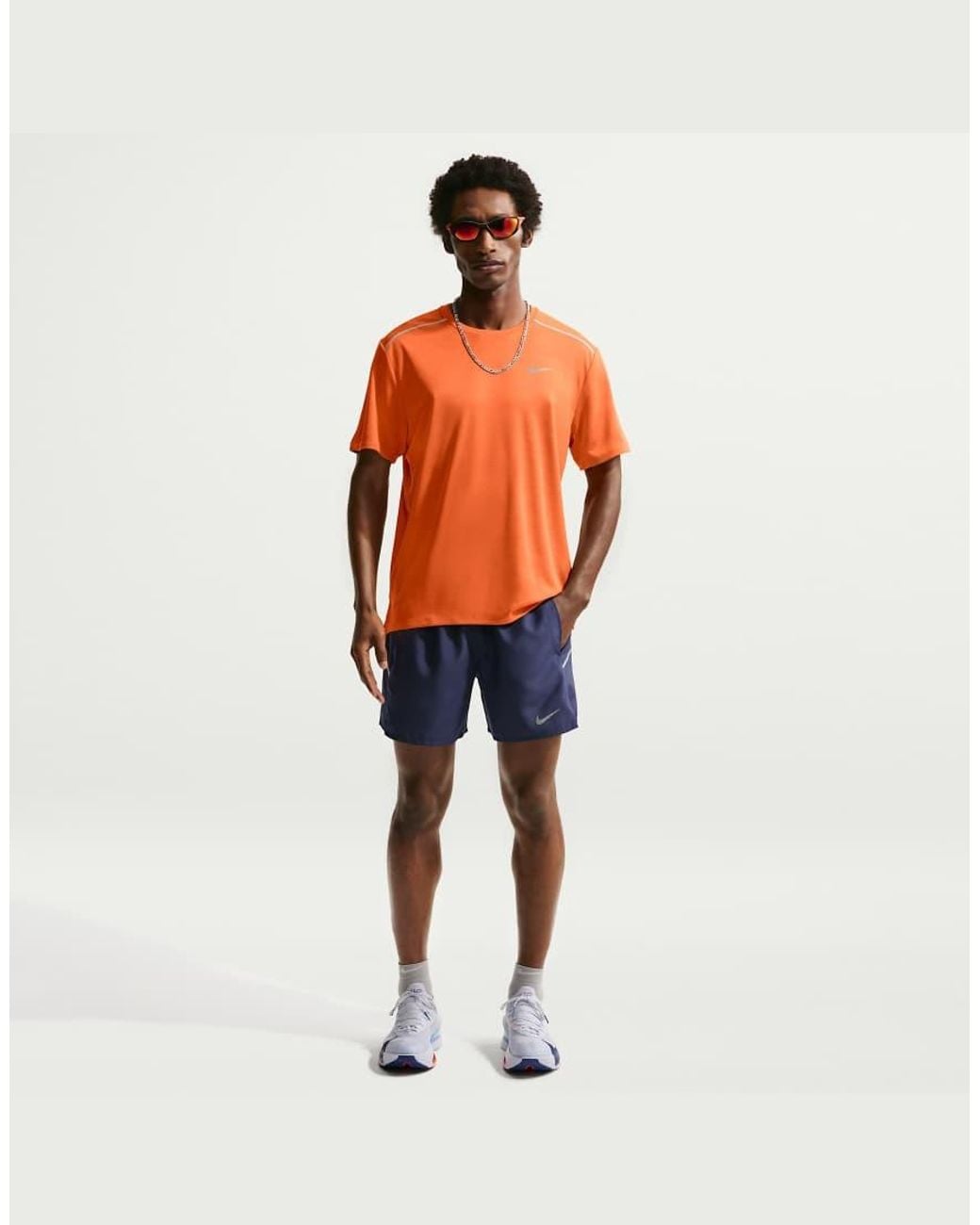 Nike Orange Miler Dri-fit 2-in-1 5-inch Shorts for men