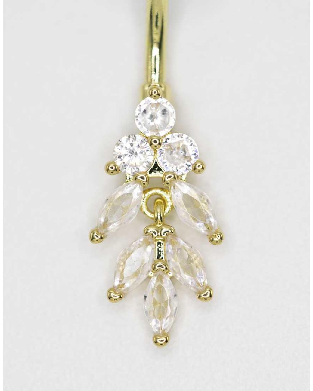 Lovisa Metallic Plated Titanium Marquise Diamante Belly Bar