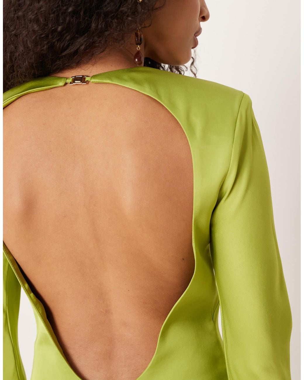 Mango Satin Open Back Long Sleeve Mini Dress in Green | Lyst Mango Satin Open Back Long Sleeve Mini Dress in Green | Lyst