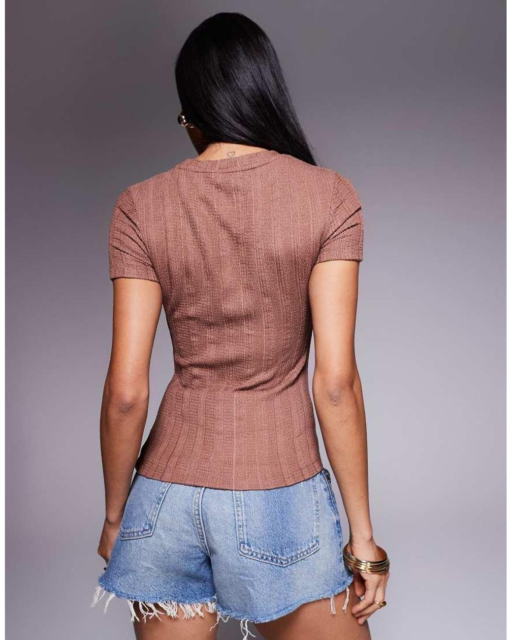 River Island Brown Textured Baby Tee