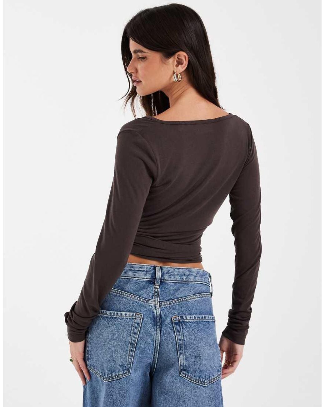 JJXX Blue Ballet Wrap Top