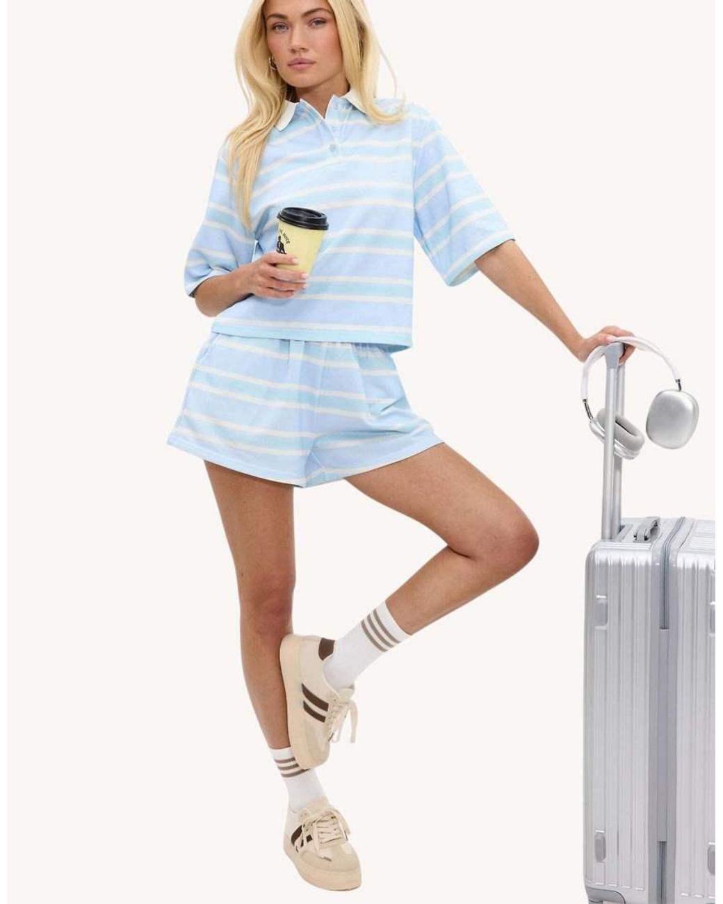 Loavies Blue Easy Does It Shorts With Stripes