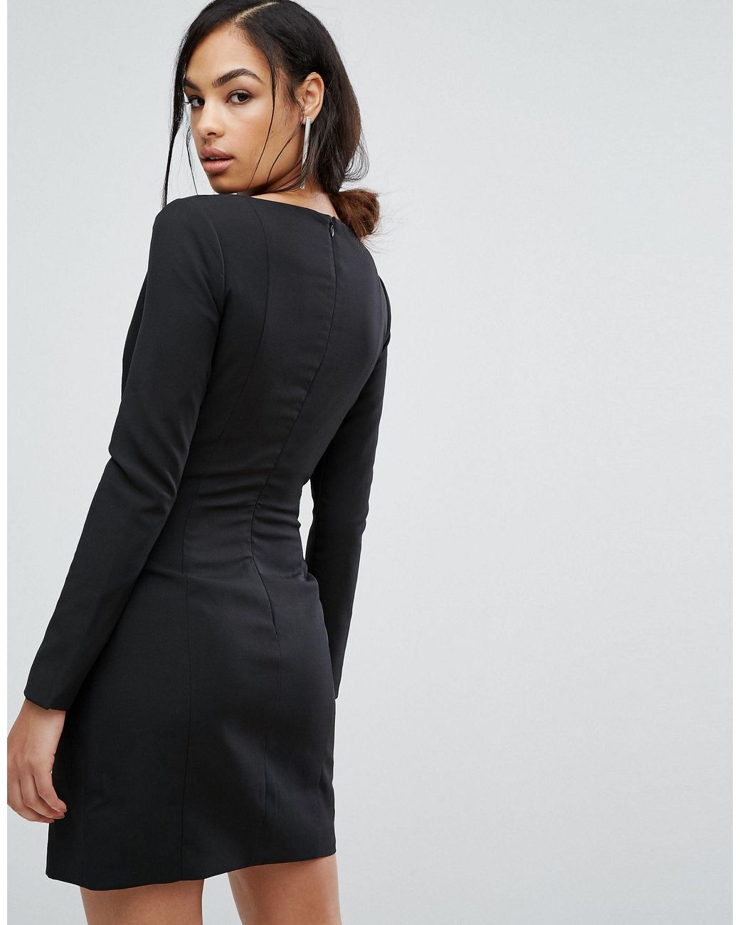 off the shoulder tuxedo dress