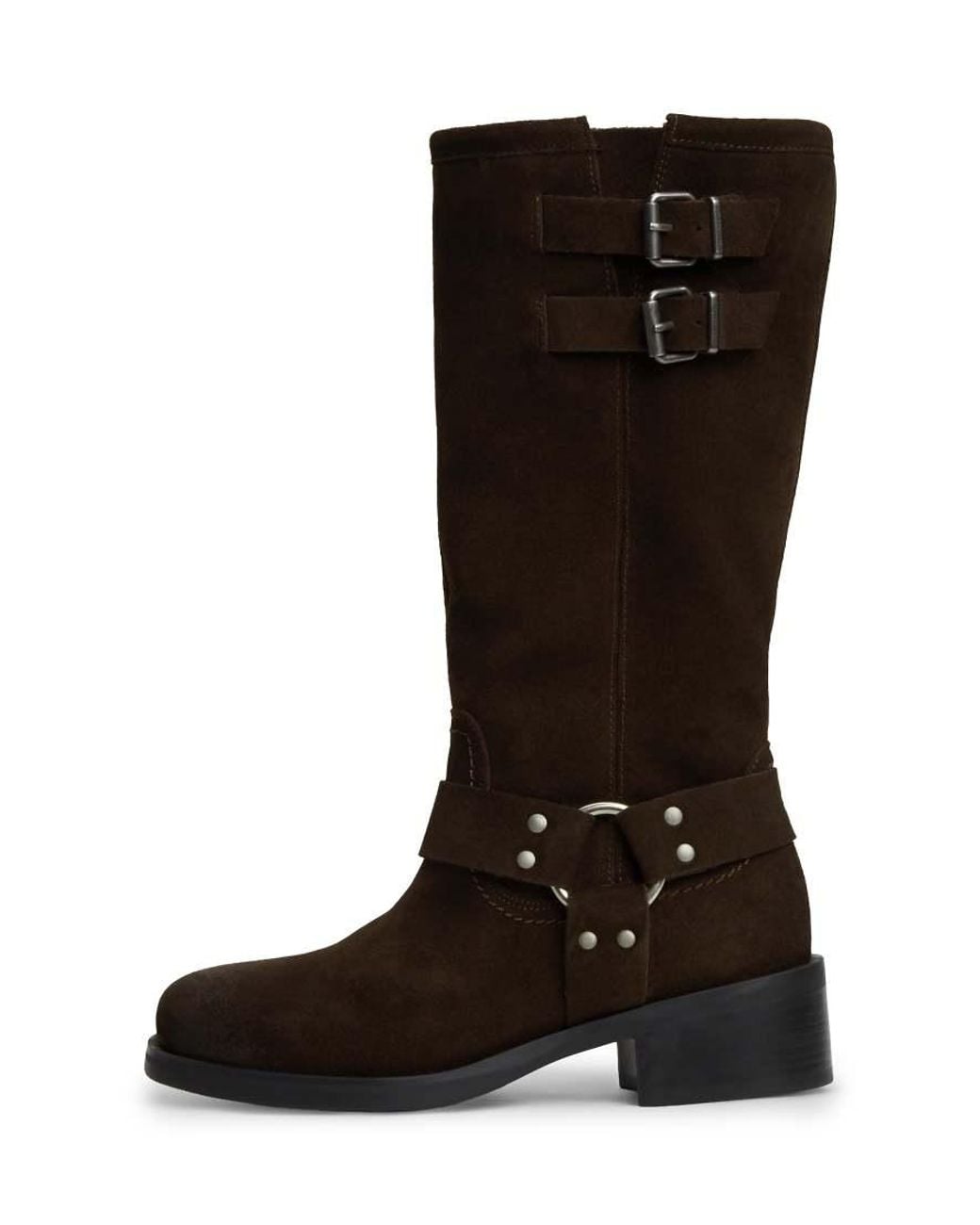 Tommy Hilfiger Black Premium Brushed Suede Moto Boots With Buckle Detail