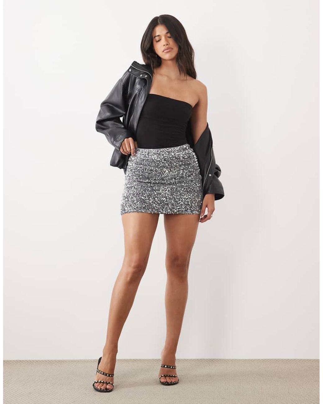 Threadbare Black Sequin Mini Skirt