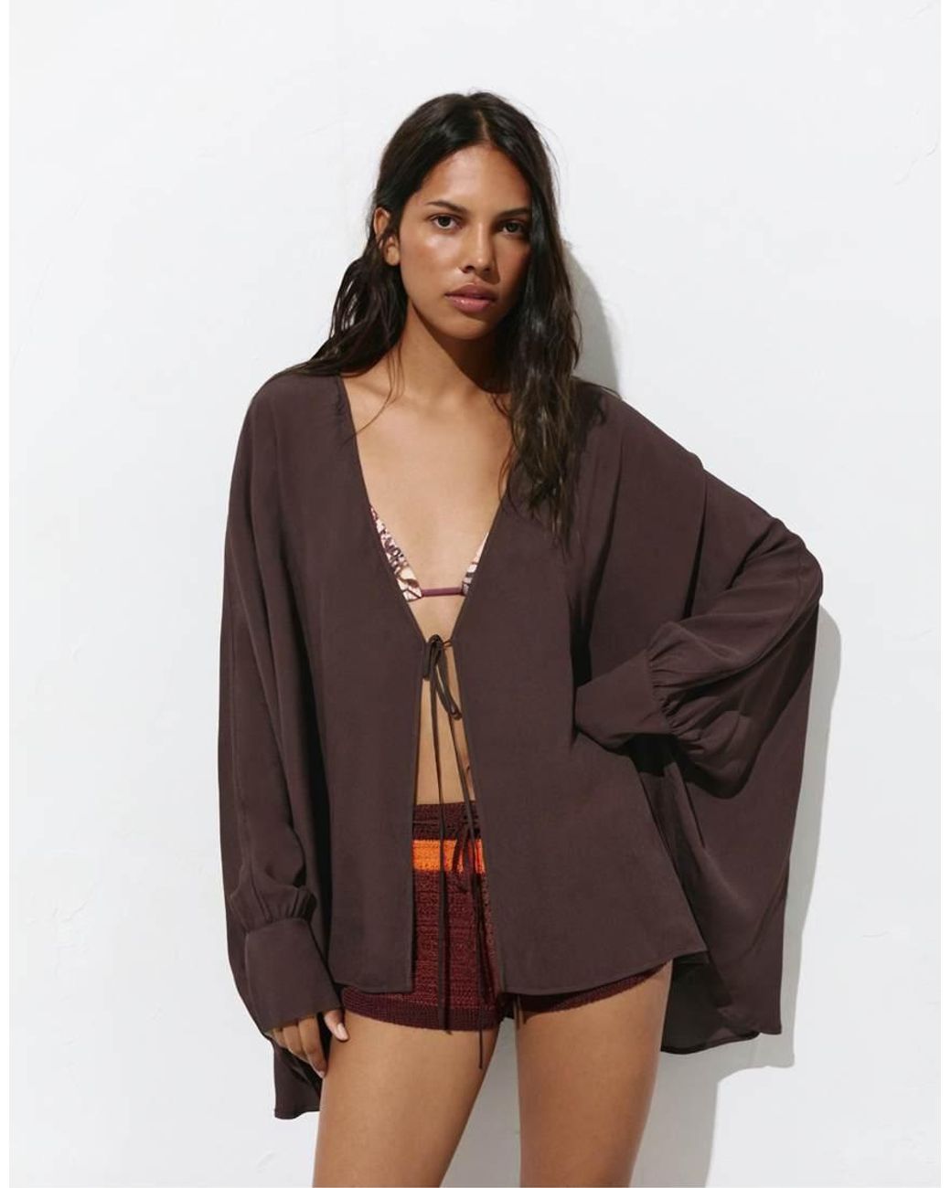 Pull&Bear Brown Fluid Cape Jacket