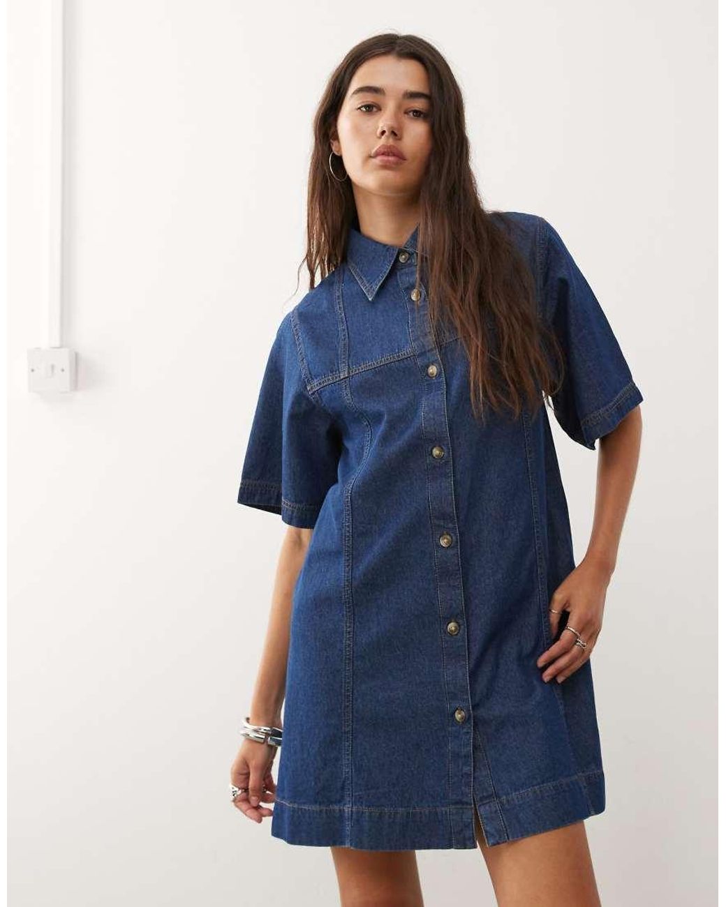 Reclaimed Vintage Blue Denim Shirt Mini Dress
