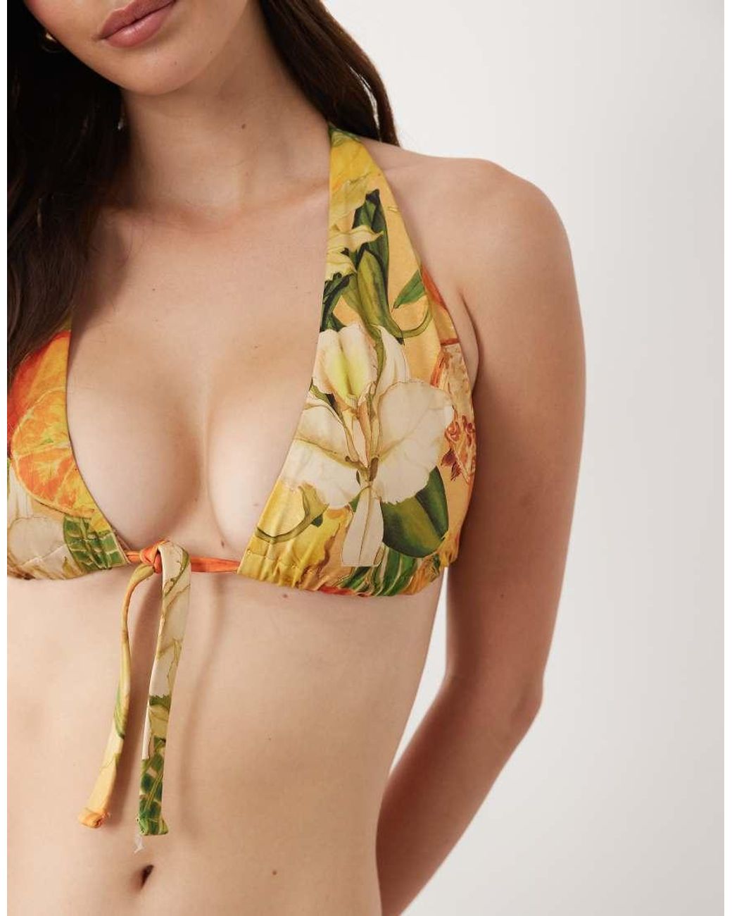 ASOS Natural Fuller Bust Pia Seychelles High Apex Triangle Bikini Top