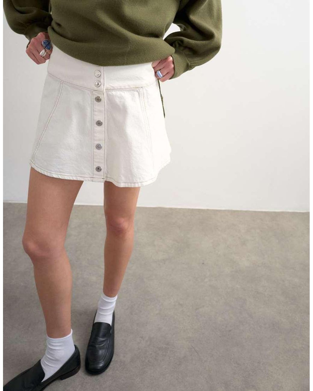 TOPSHOP Multicolor Denim Button Through Mini Skirt