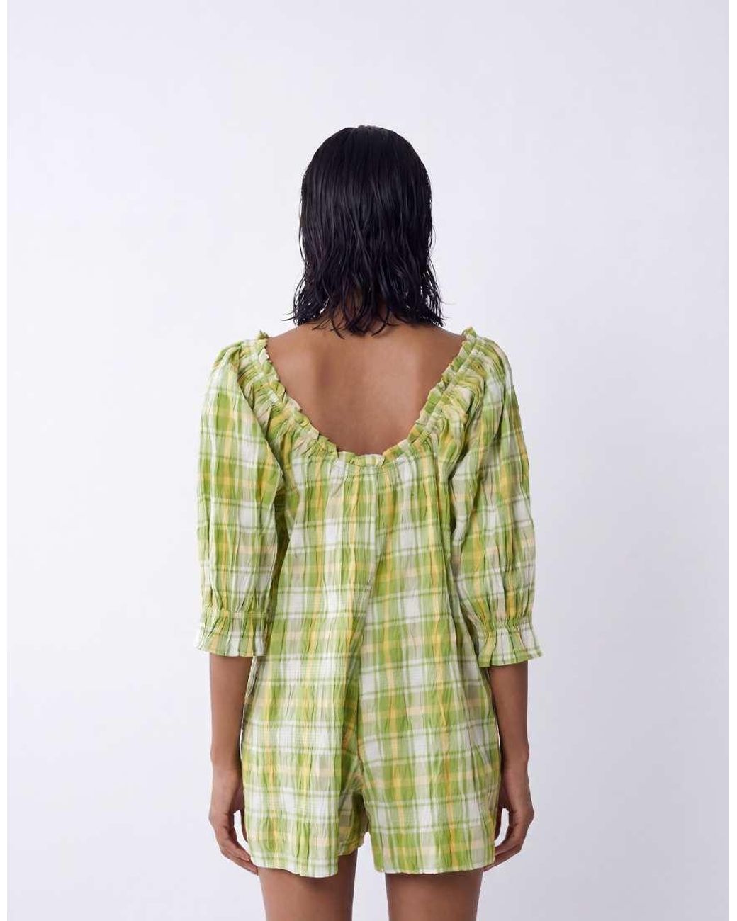 ASOS Green Frill Neck Playsuit