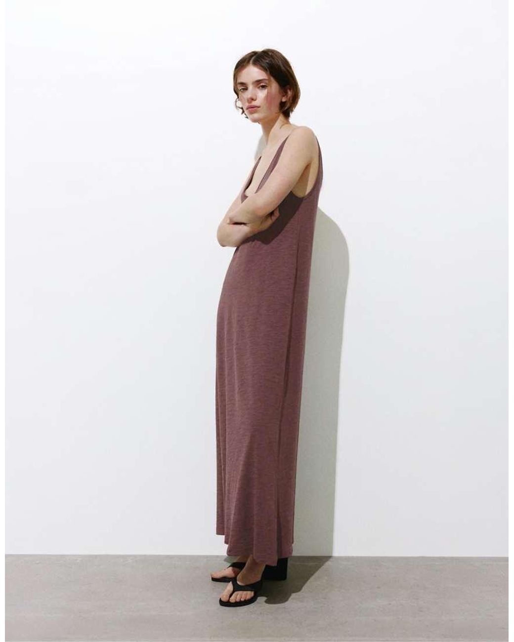 Pull&Bear Brown Strappy Midi Dress