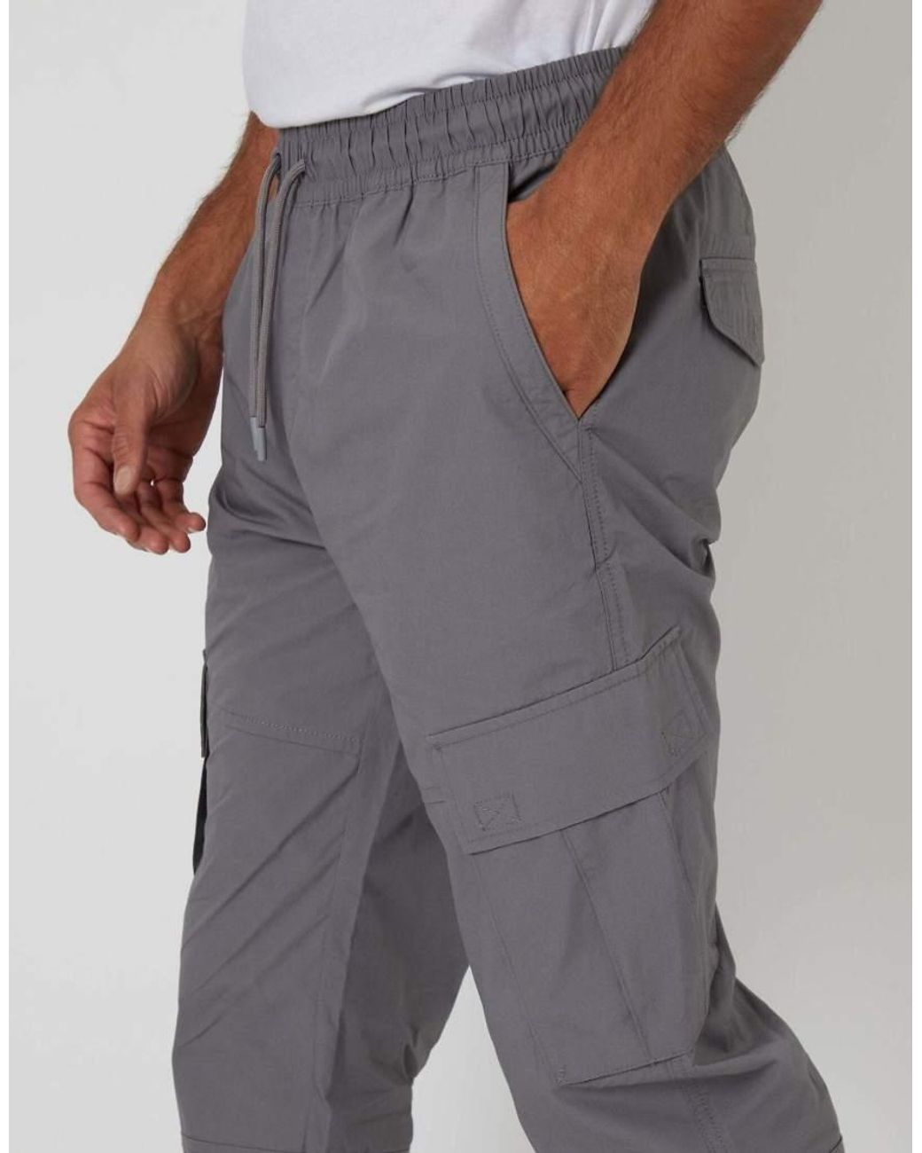 Threadbare Gray Elasticated Waist Cargo Trousers for men