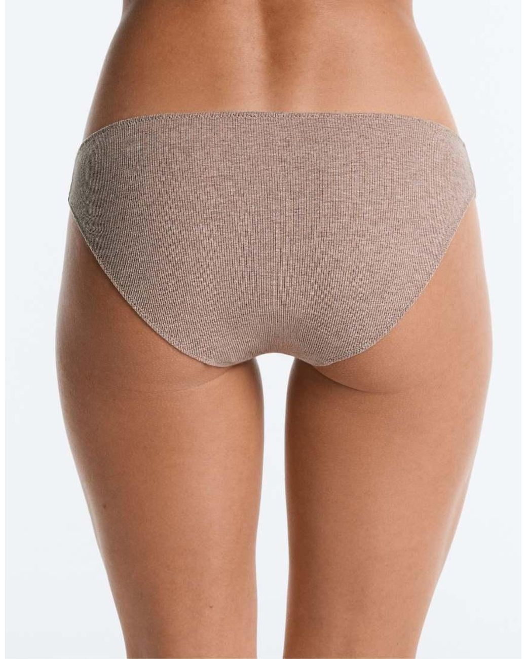 Oysho White 5 Rib Cotton Blend Classic Briefs
