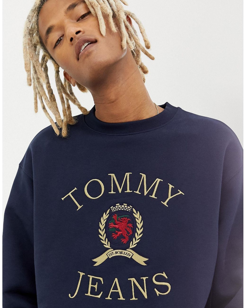 Tommy Hilfiger 6.0 Limited Capsule Crew Neck Sweatshirt With Crest Logo in  Blue for Men | Lyst UK