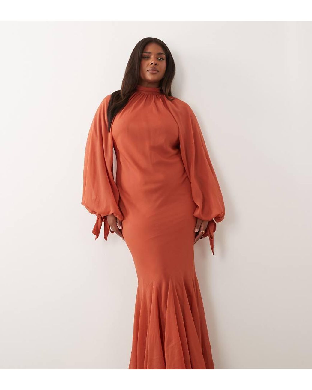ASOS Red Asos Design Curve High Neck Maxi Dress With Godet Hem