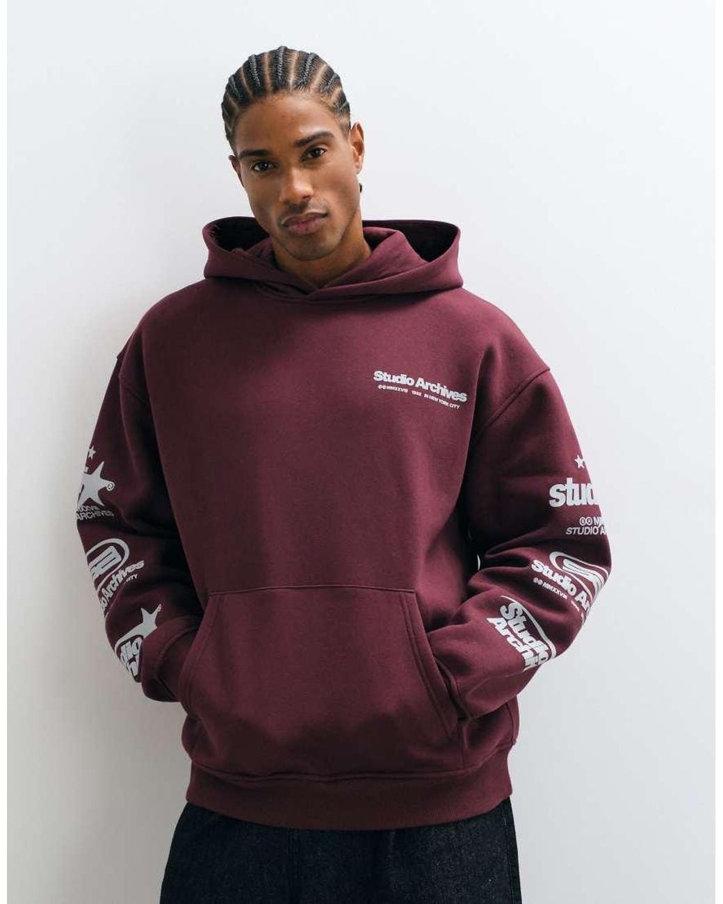 ASOS Red Oversized Hoodie With Print for men