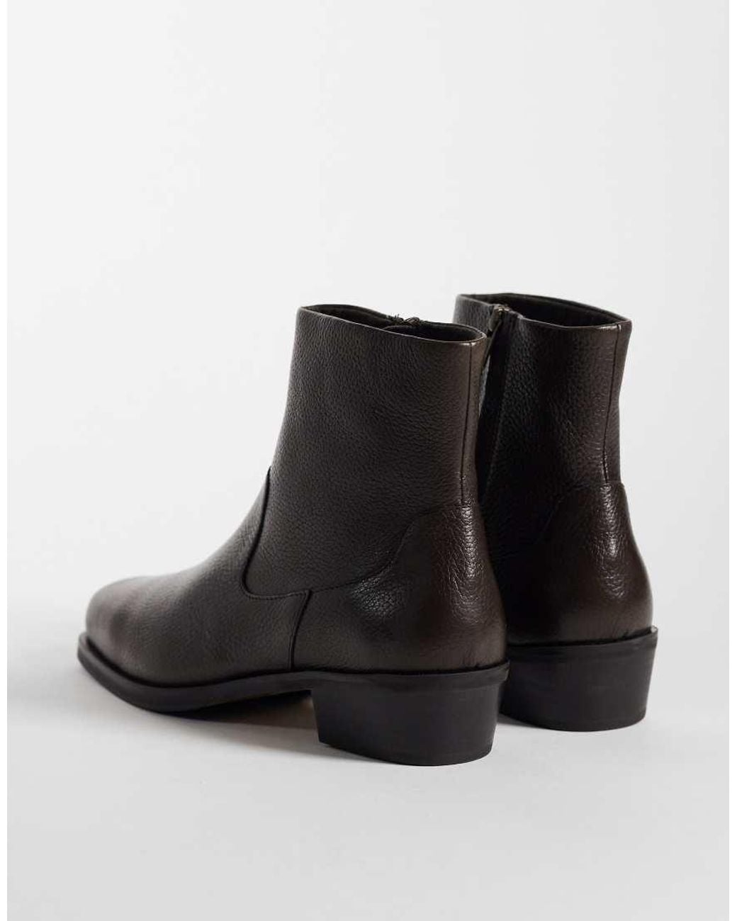 ASOS Black Zip Up Boots With Cuban Heel for men