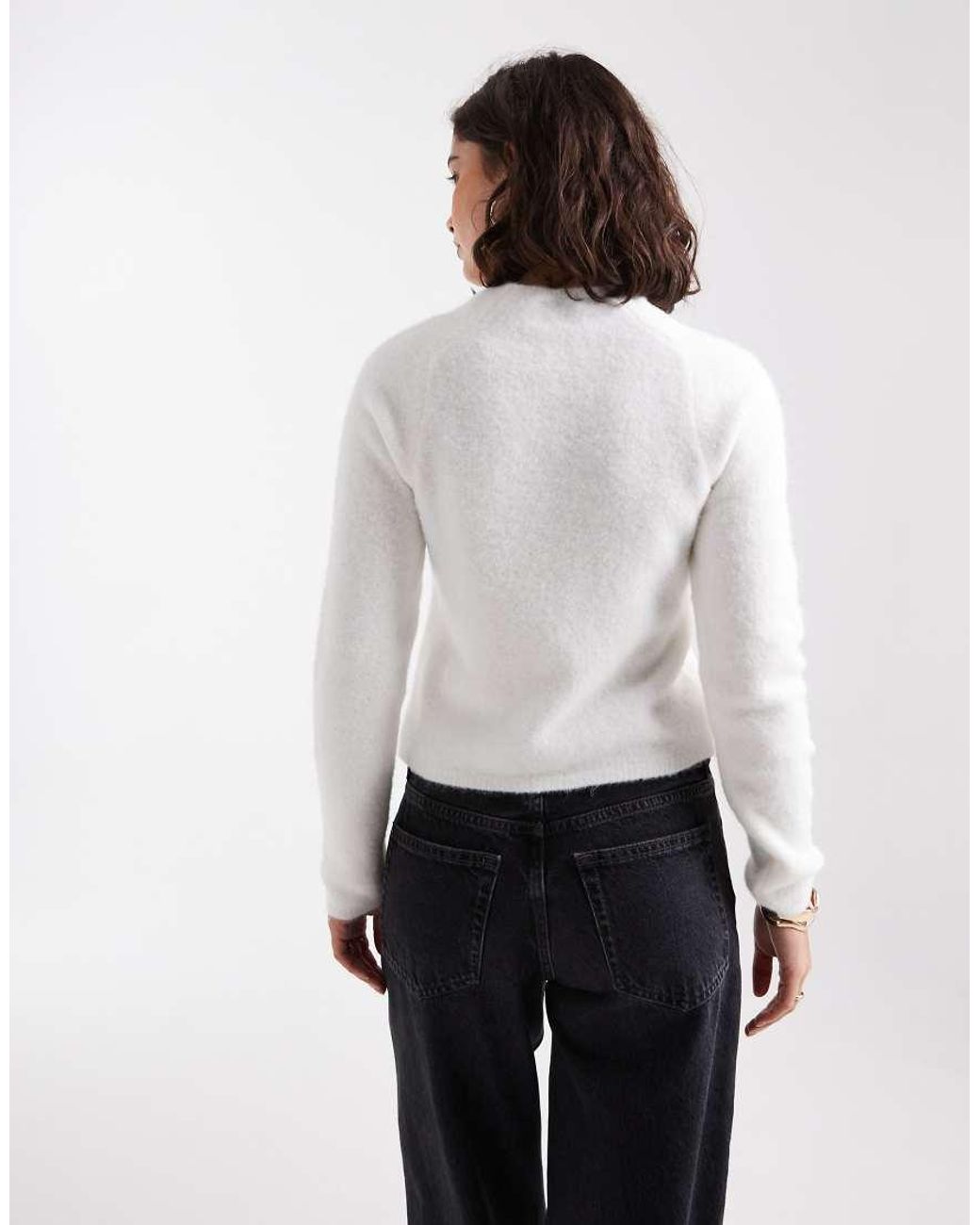 ASOS White Fluffy Neat Fit Raglan Jumper