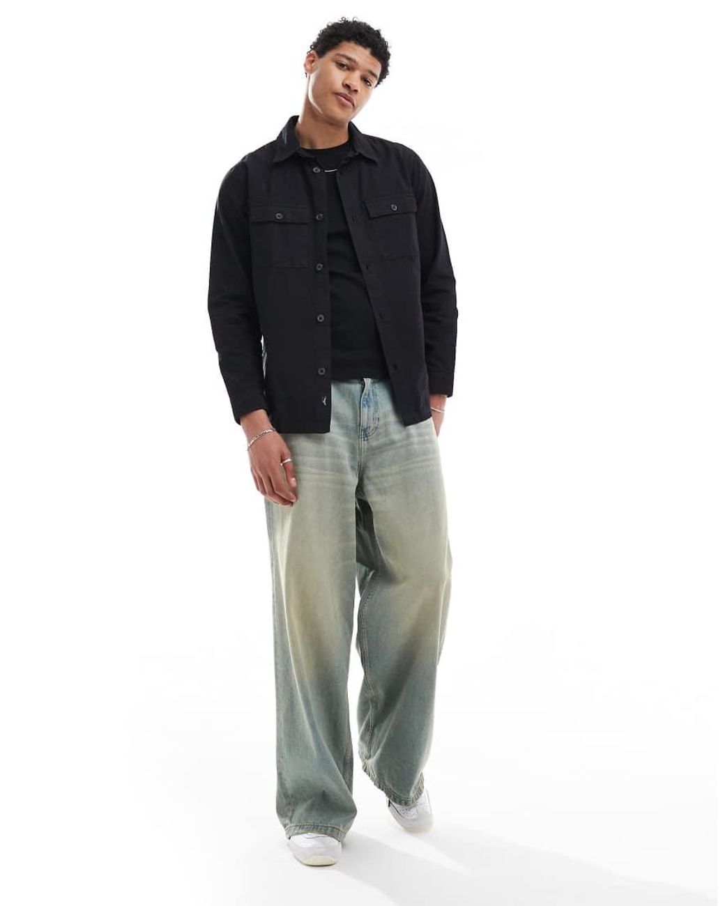 Threadbare Blue Lightweight Cotton Overshirt for men