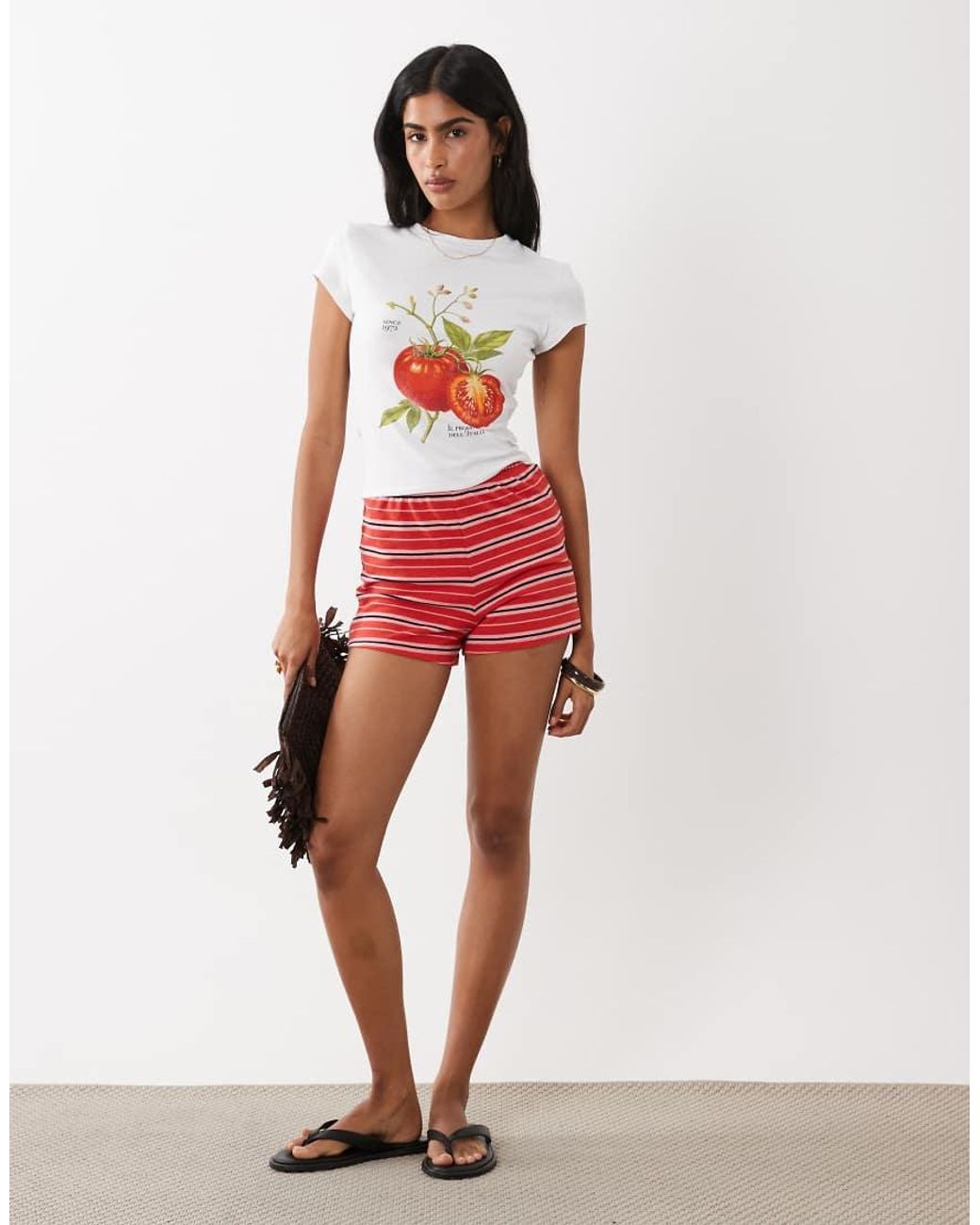 ASOS Red Baby Tee With Vintage Tomato Graphic
