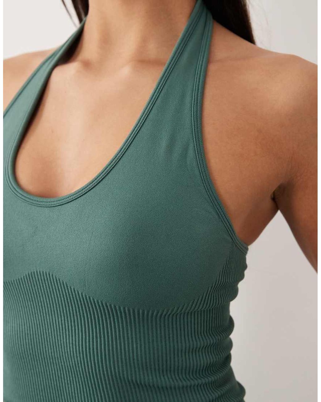 4505 Green Sculpting Seamless Halter Neck Vest With Inner Bra
