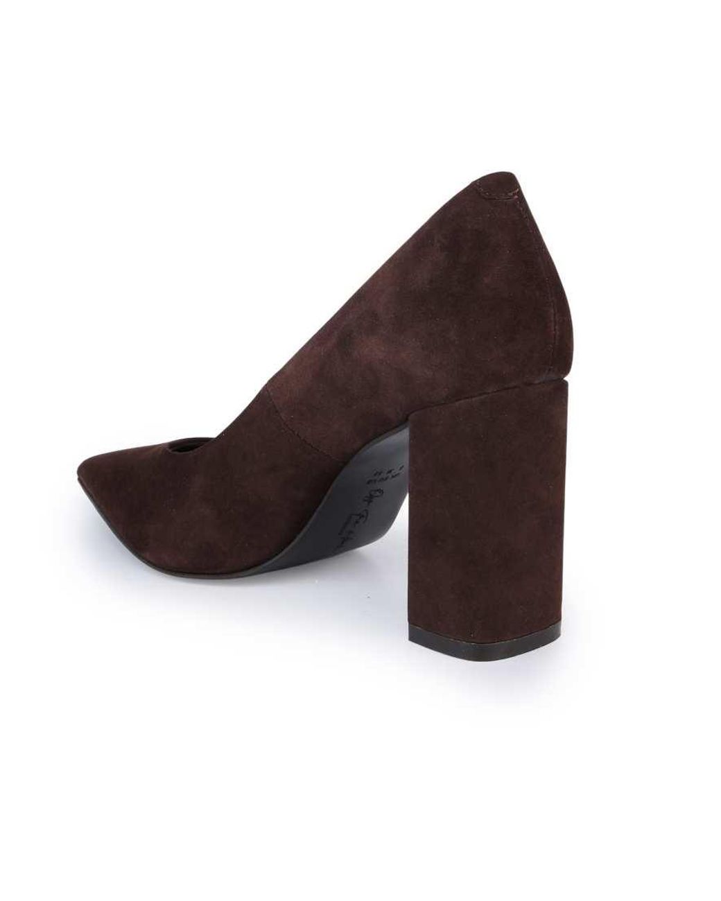 OFF THE HOOK White Brandy Suede Leather Pointed Toe Block Heel Pumps