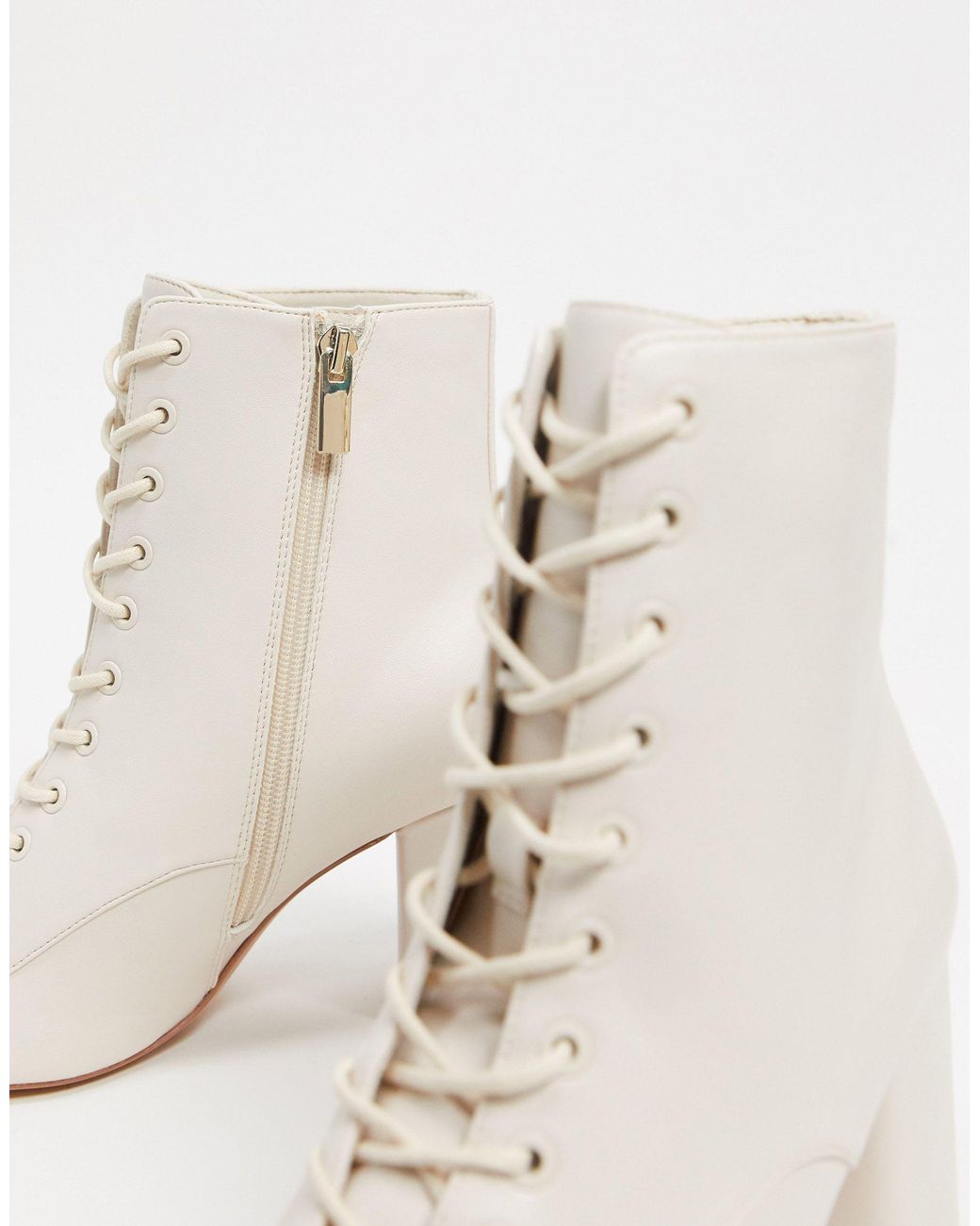 Stradivarius Lace Up Ankle Boots in White | Lyst