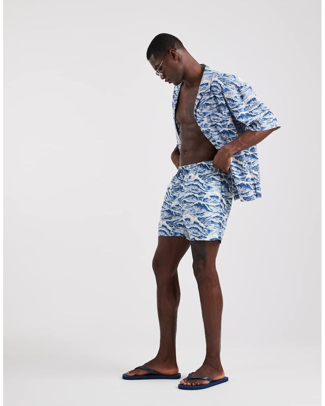 Gant Blue Wave Print Swim Shorts for men