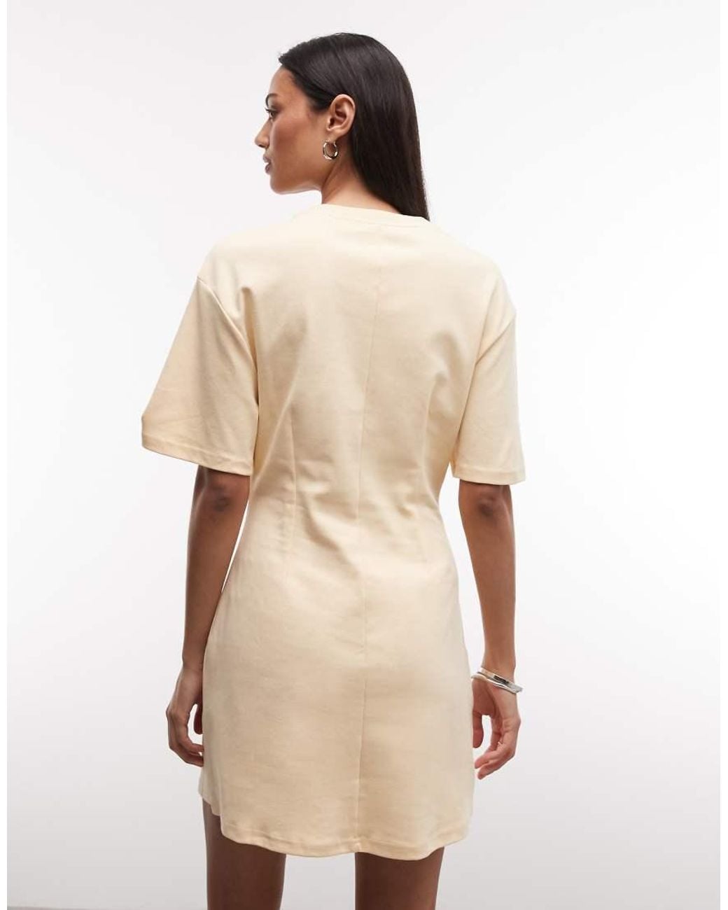 Monki Natural Cinched Waist T-shirt Mini Dress