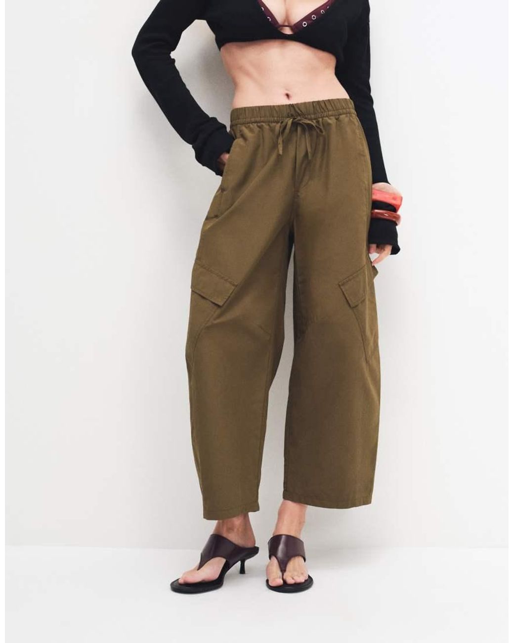 ONLY Natural Cargo Barrel Trousers