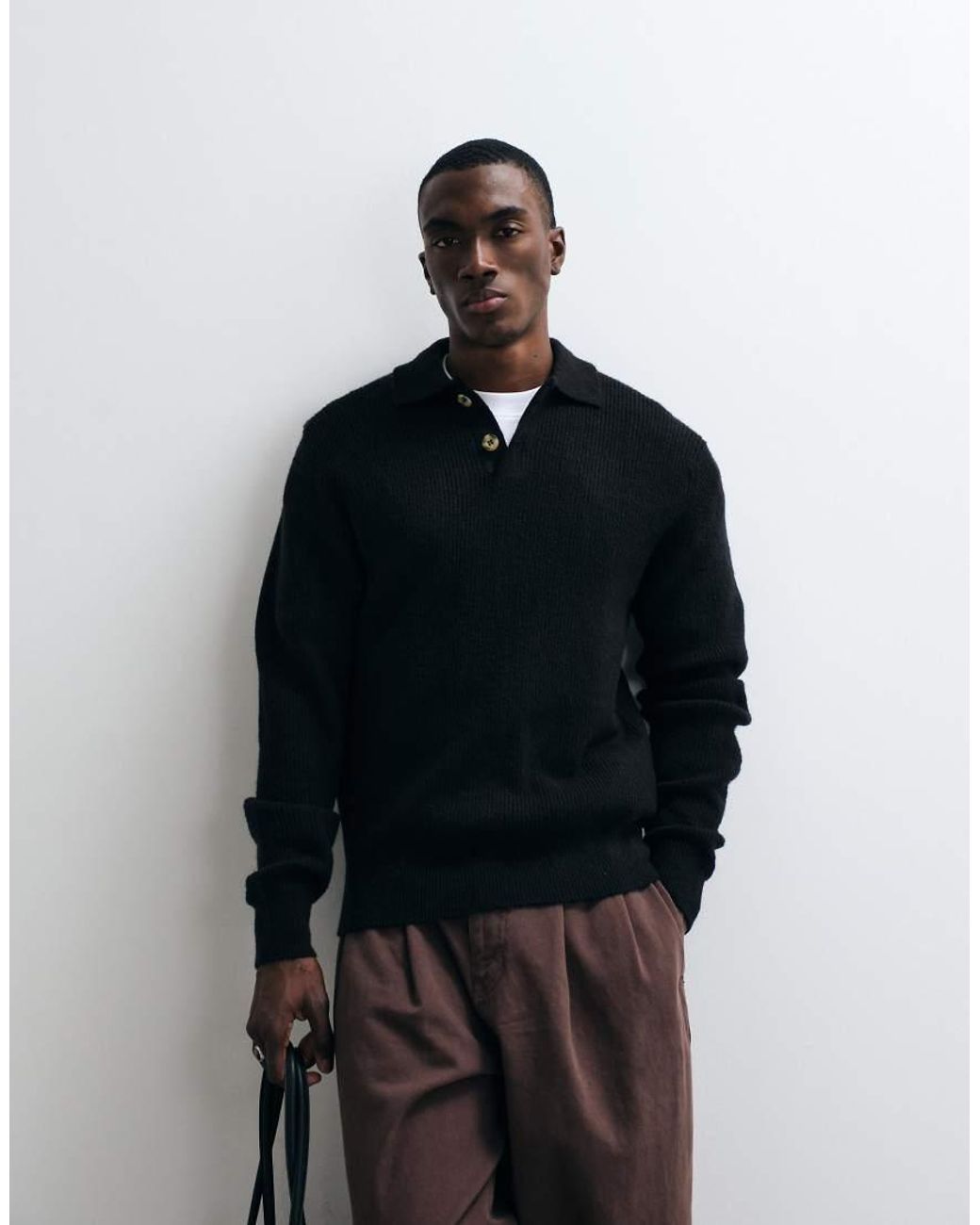 Redefined Rebel Blue Nixon Boxy Knitted Polo for men