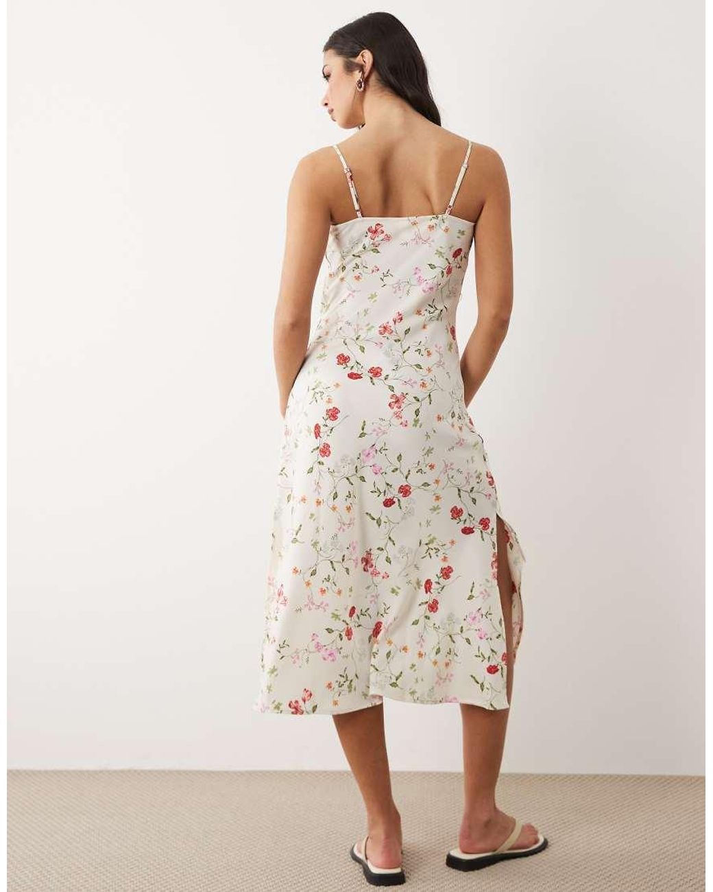 Y.A.S Natural Satin Cami Midi Dress