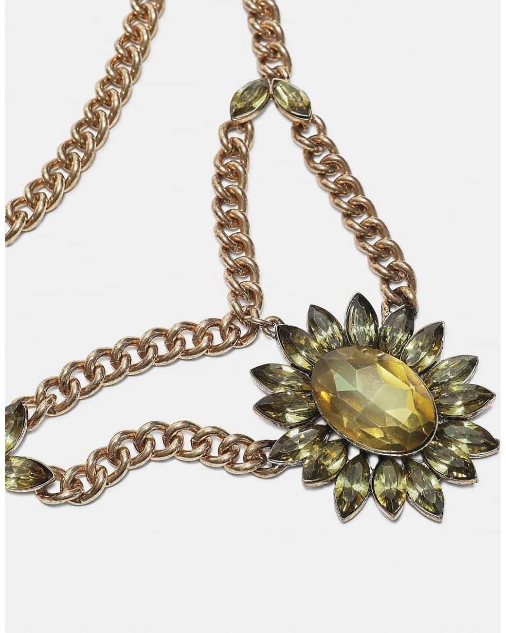 Stradivarius Metallic Jewelled Chain Necklace