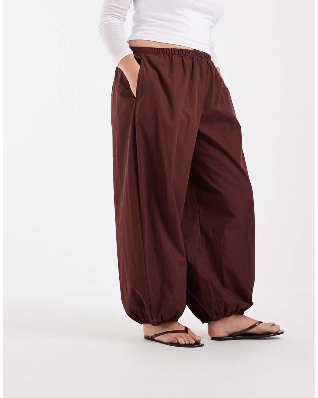 ASOS Purple Asos Design Curve Cotton Nylon Blend Pull On Balloon Trousers