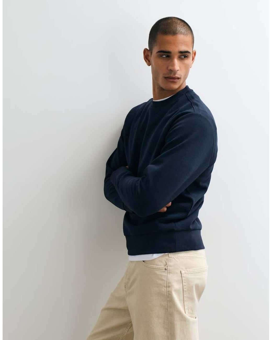Mango Blue Cotton Rich Sweatshirt for men