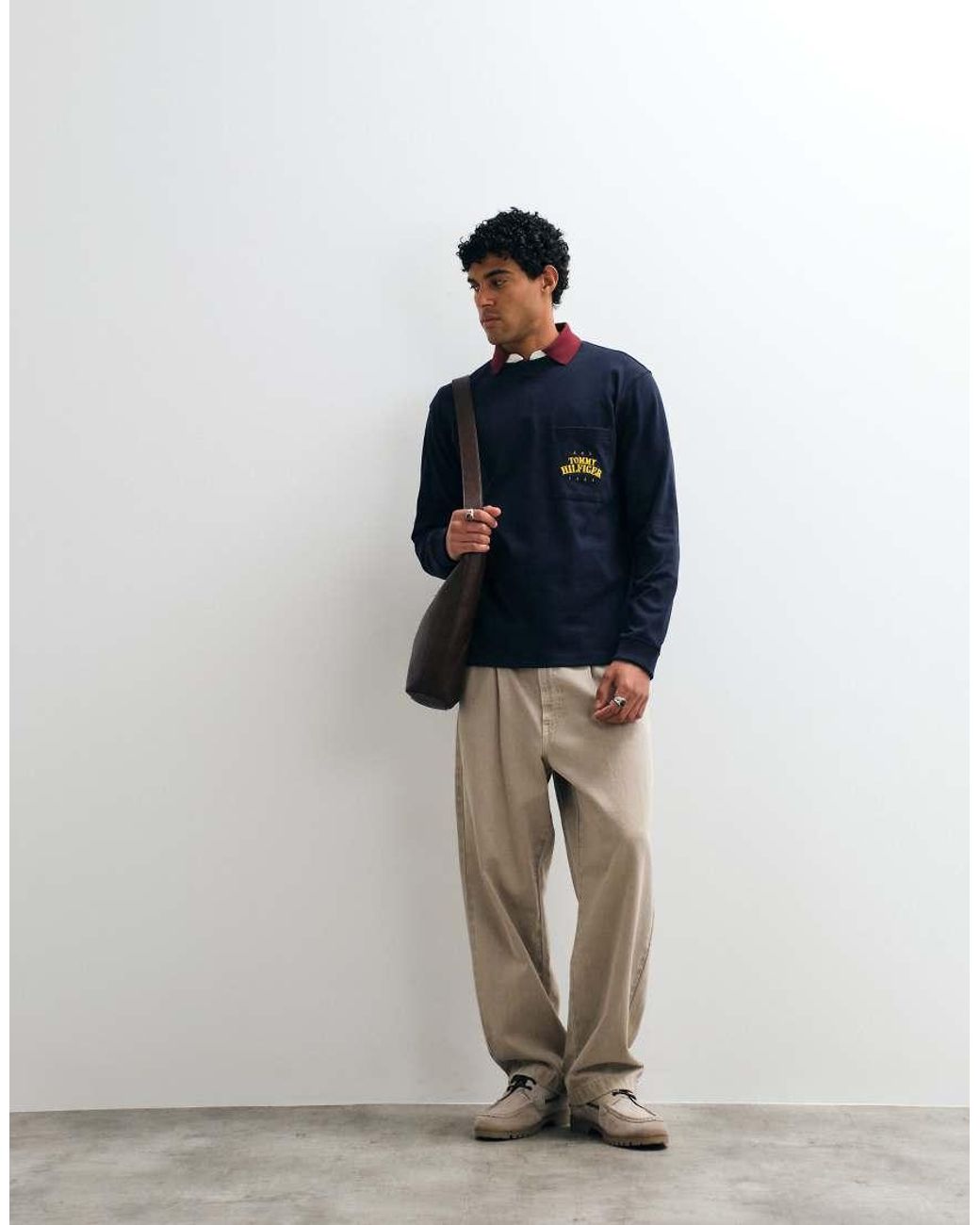 Tommy Hilfiger Blue Varsity Logo Long Sleeve Boxy T-shirt for men