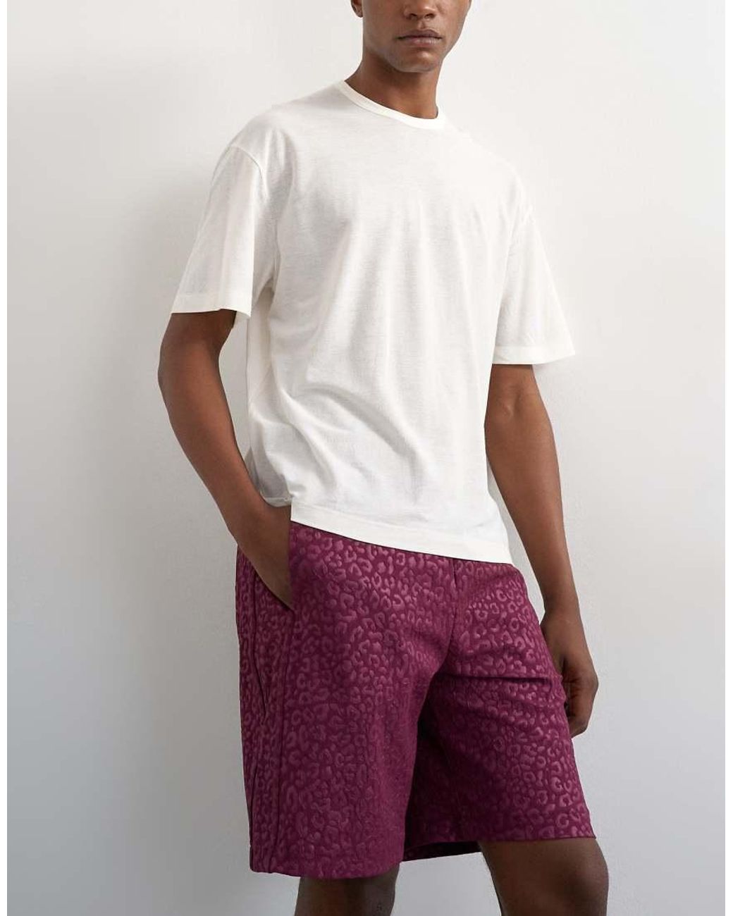 Topman White Leopard Jacquard Short for men