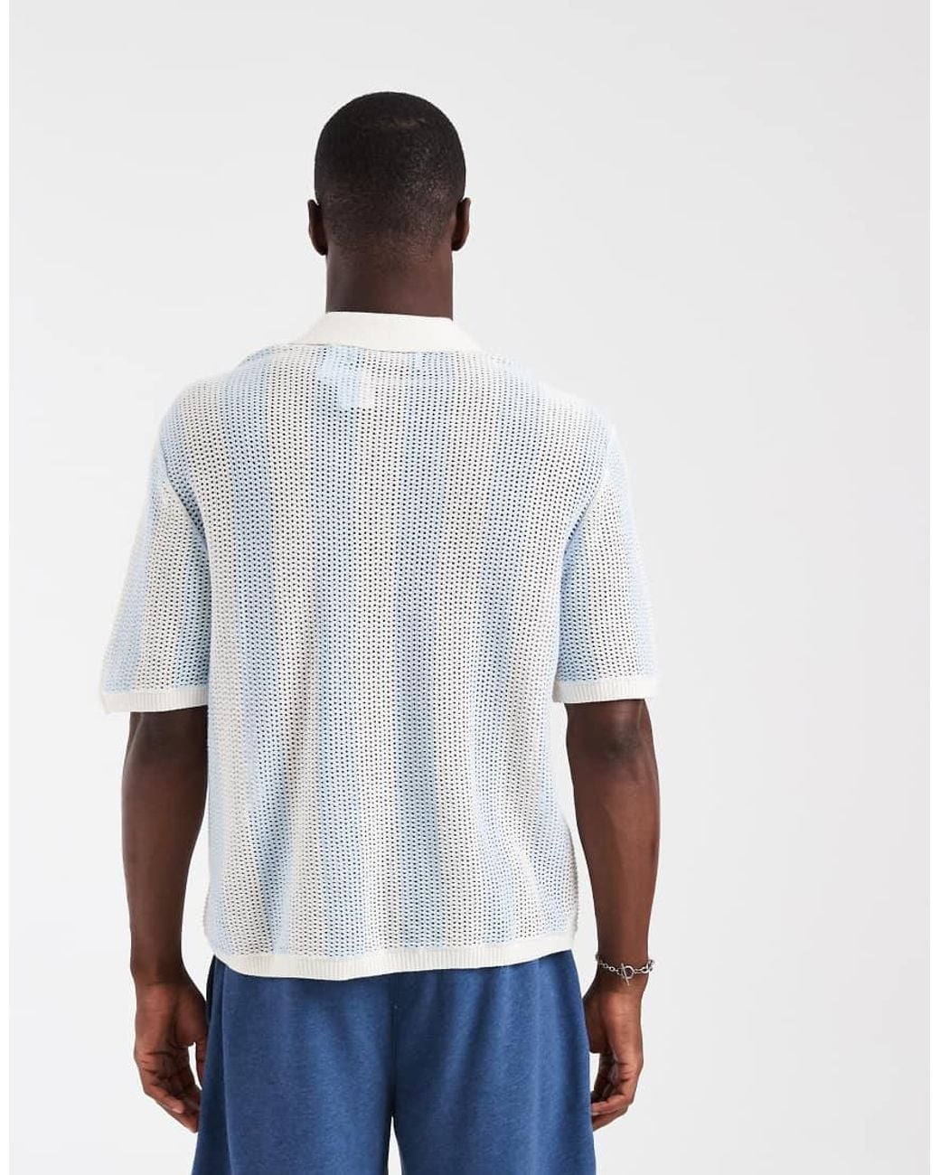 Hollister White Knitted Short Sleeve Rugby Polo for men