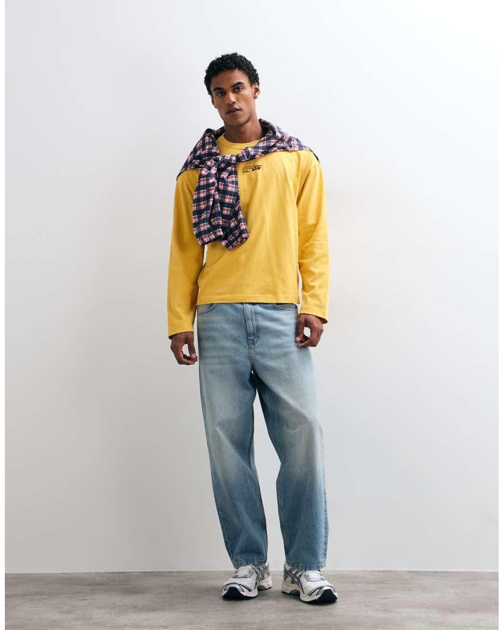 ASOS Yellow Boxy Oversized Long Sleeve T-shirt With Print for men