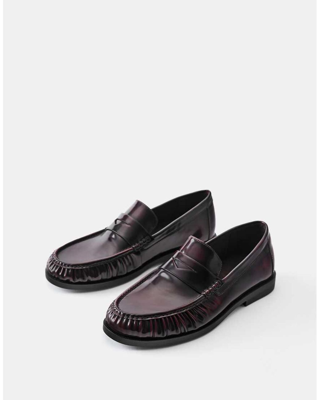 Pull&Bear Blue Gathered Loafers for men