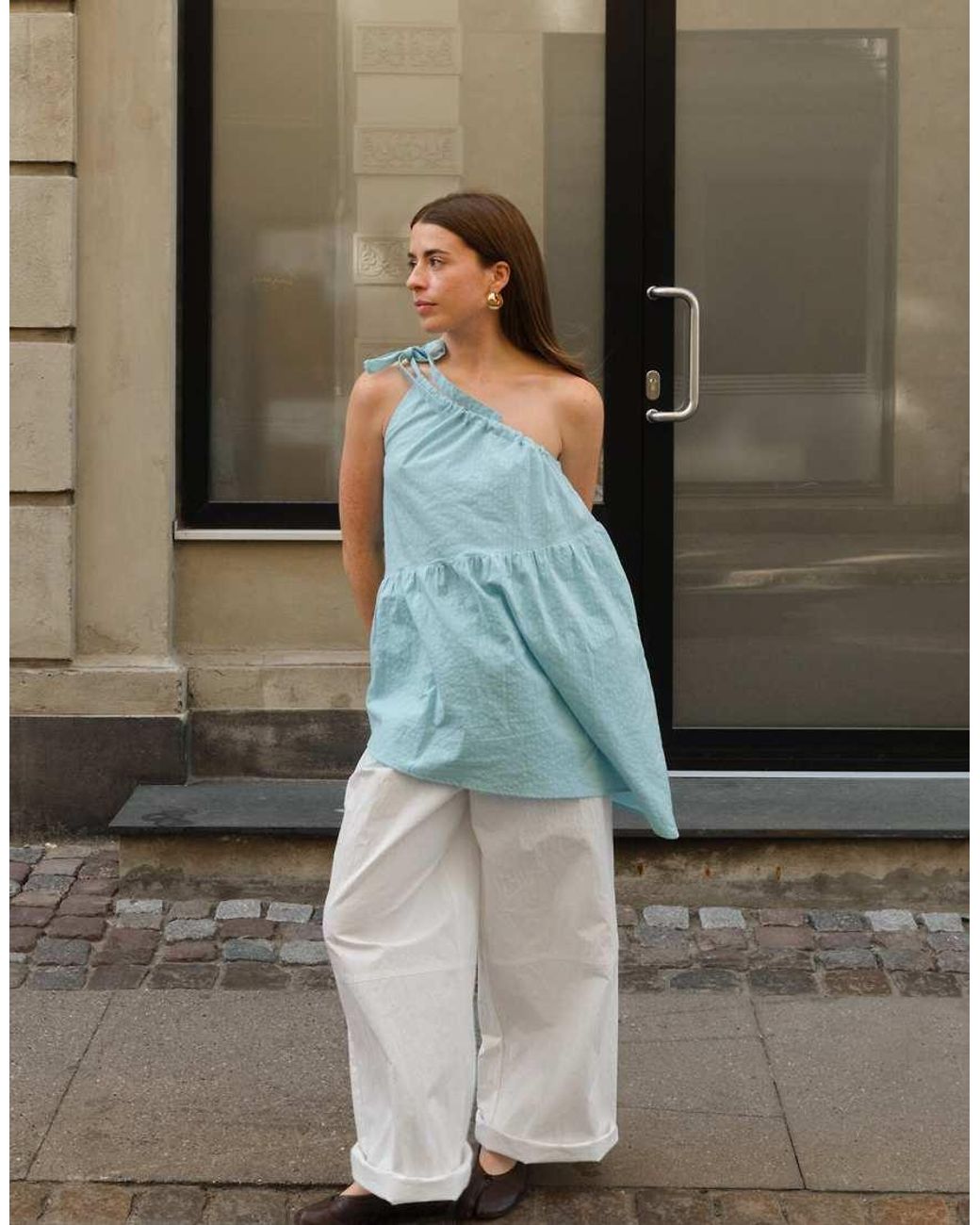 NA-KD White X Charlotte Olivia Drawstring Detail Wide Trousers
