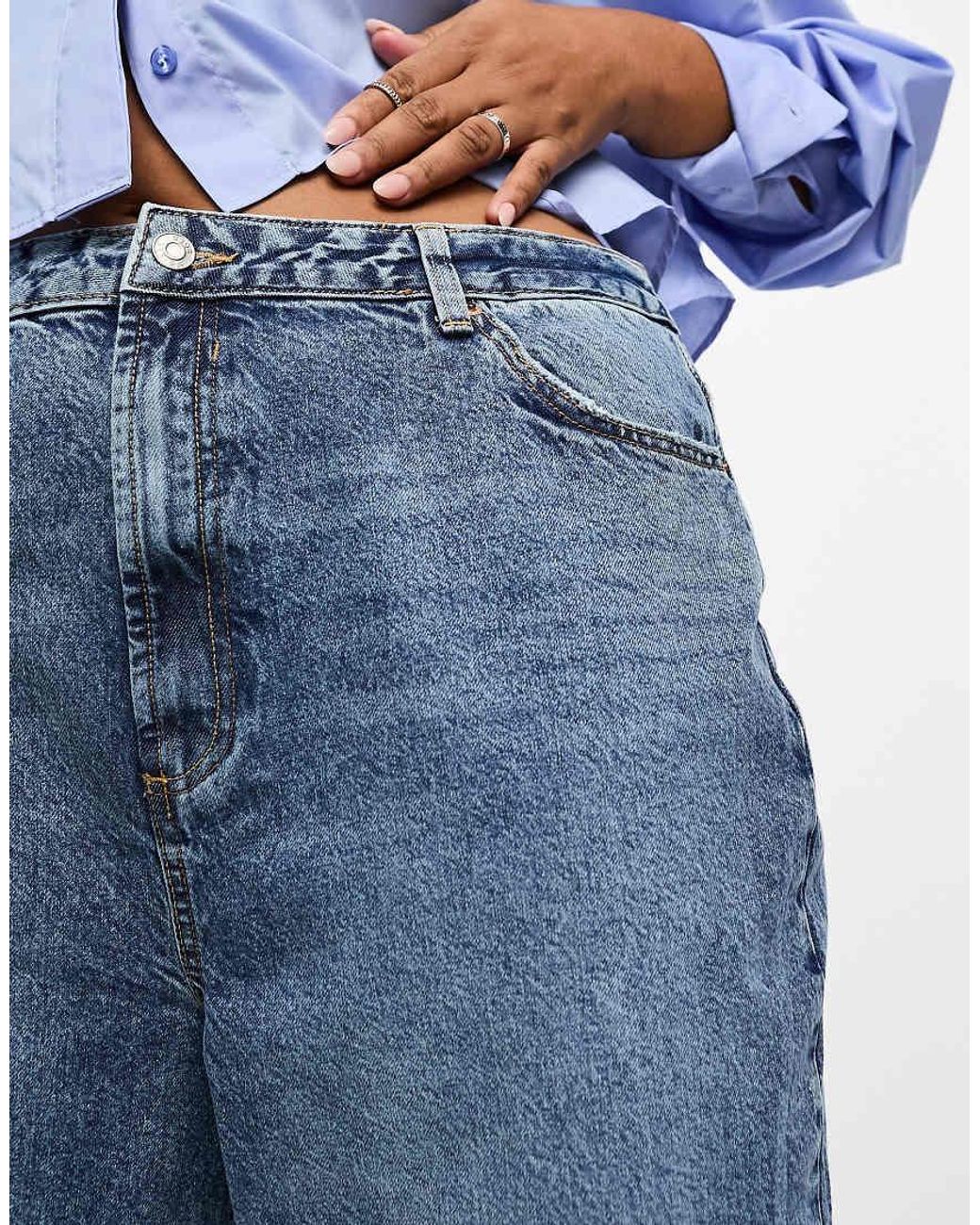 ASOS Blue Asos Design Curve High Rise Relaxed Mom Jeans
