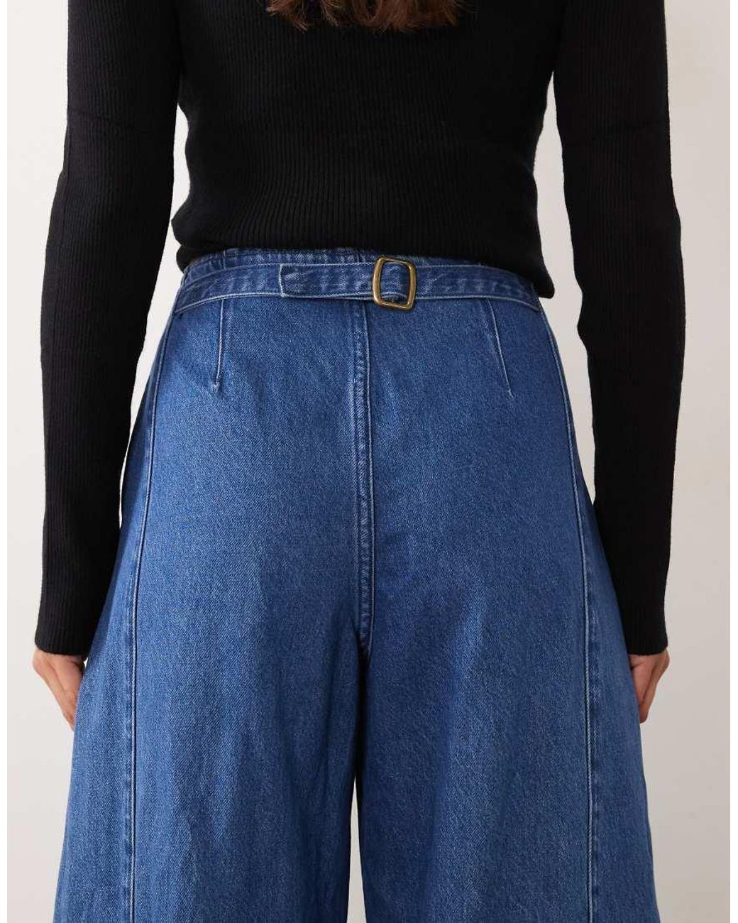 ASOS Blue Clean Waistband Barrel Jeans